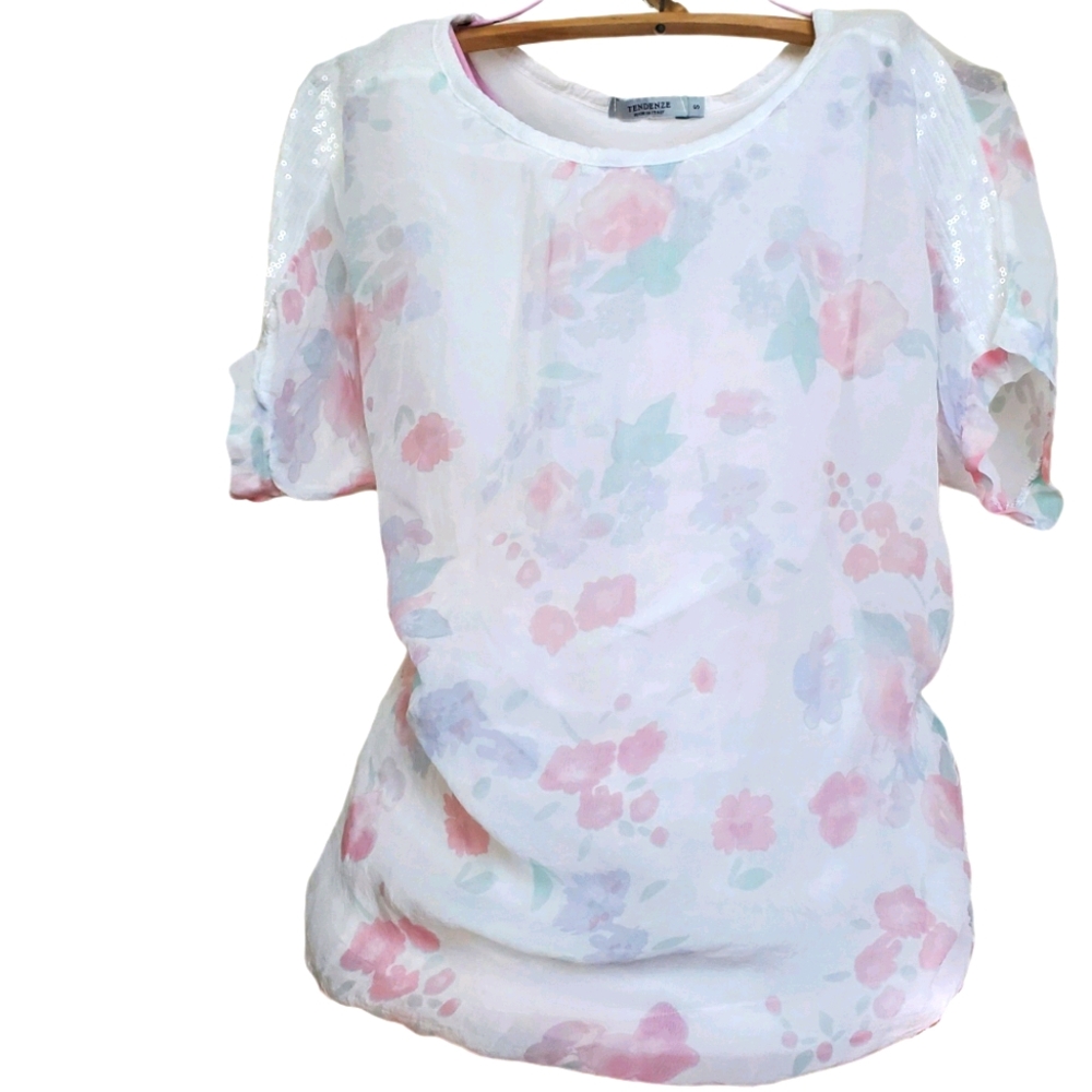 Italian silk short sleeve blouse